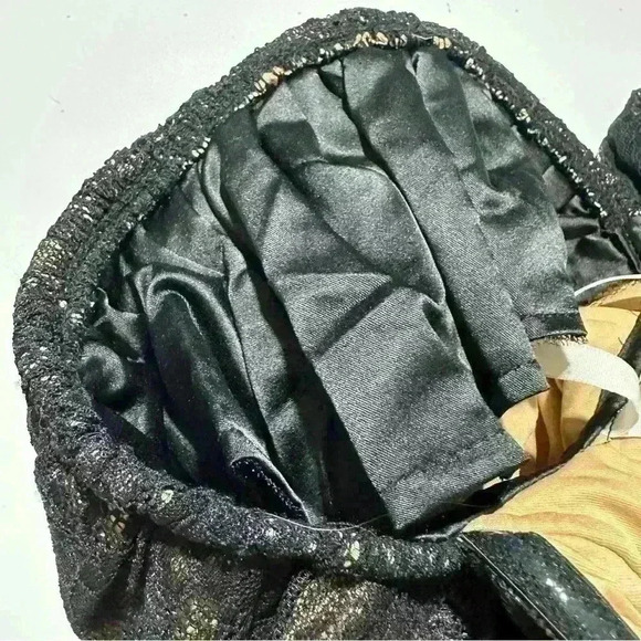 MAJORELLE MARIJA x Revolve Oversized Puff Sleeve Lace Mini Dress Black Nude XS - Picture 12 of 16